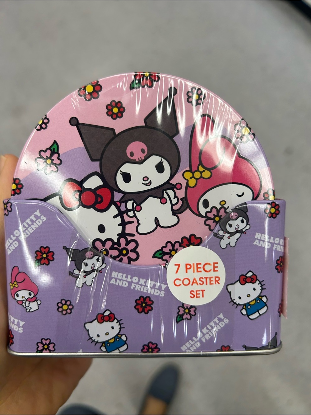 NWT Licensed Hello Kitty and friends Coaster 6pc Set with holder